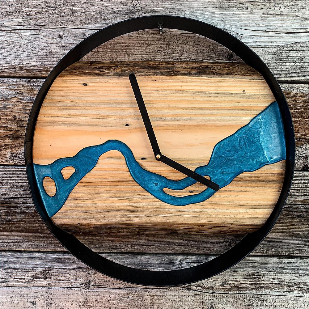 Pine & Resin 15" Clock - Live Edge Forest-Woodworking-Eclipse Art Gallery
