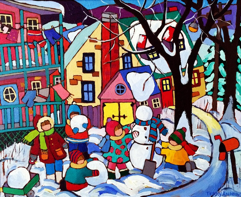 Making Snowmen - Terry Ananny-Painting-Eclipse Art Gallery