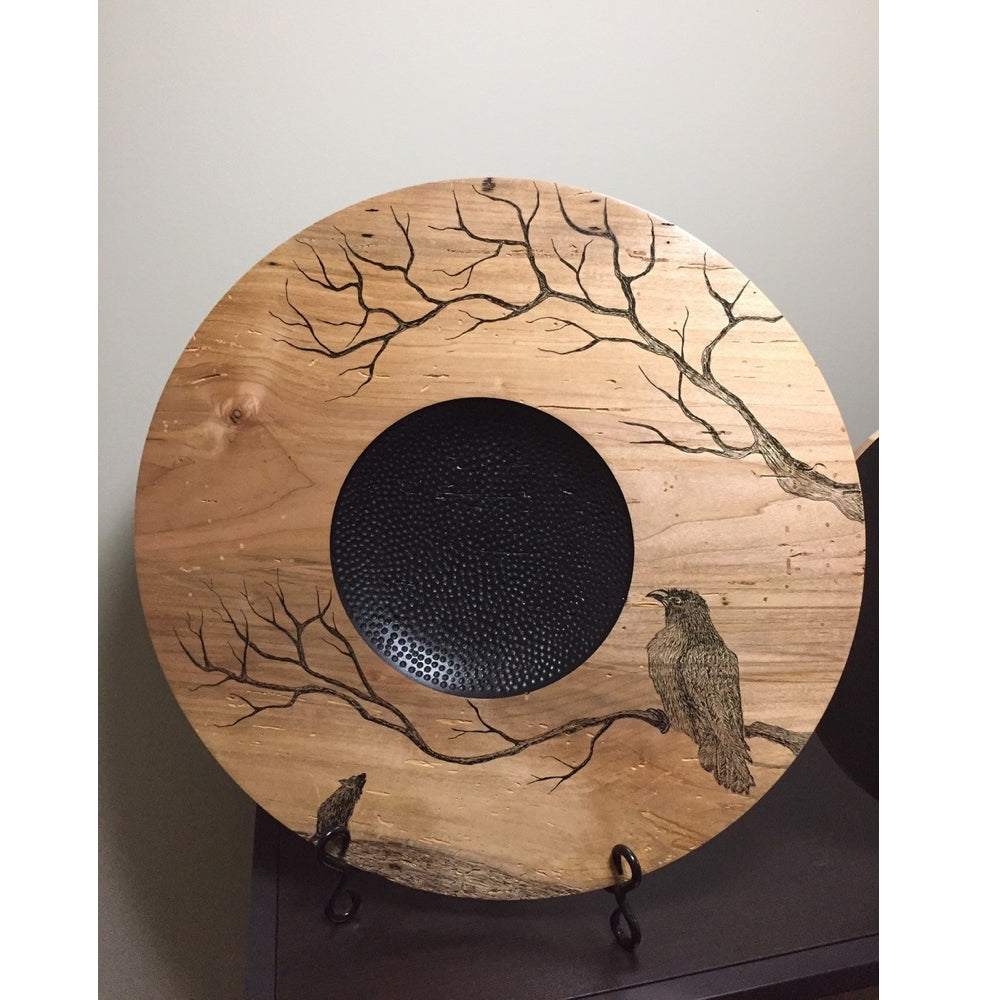 Spalted Maple Crow Platter - Frank Didomizio-Woodworking-Eclipse Art Gallery